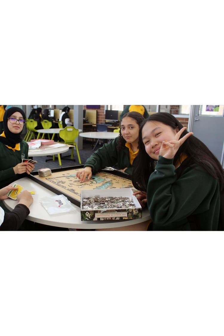 students in library at lunch puzzle