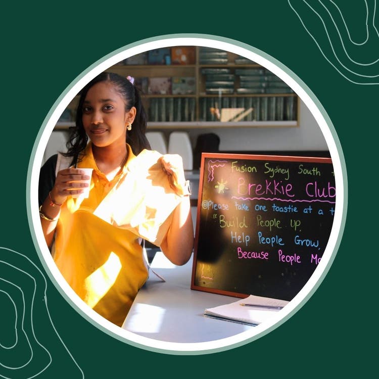 photo of student at breakfast club