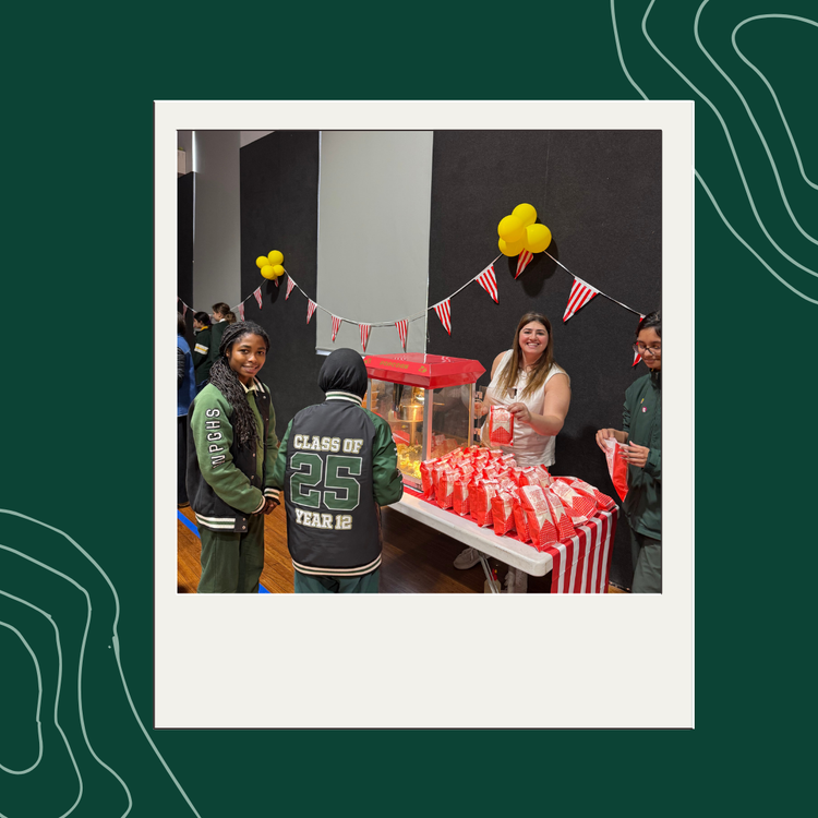 senior students getting their reward snacks for movie showing.